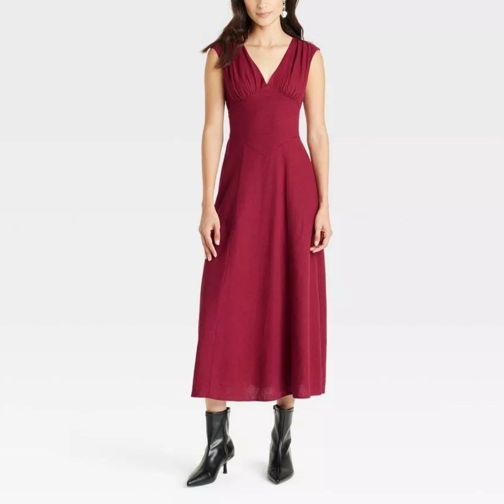 🎯50% OFF! Universal Thread red linen blend midi maxi Dress